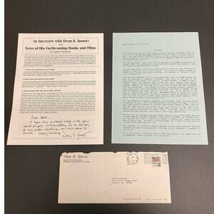 1989 Dean R. Koontz Signed / Autographed Letter / News Article